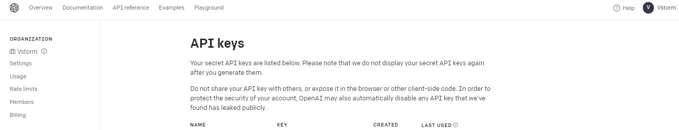 Api keys