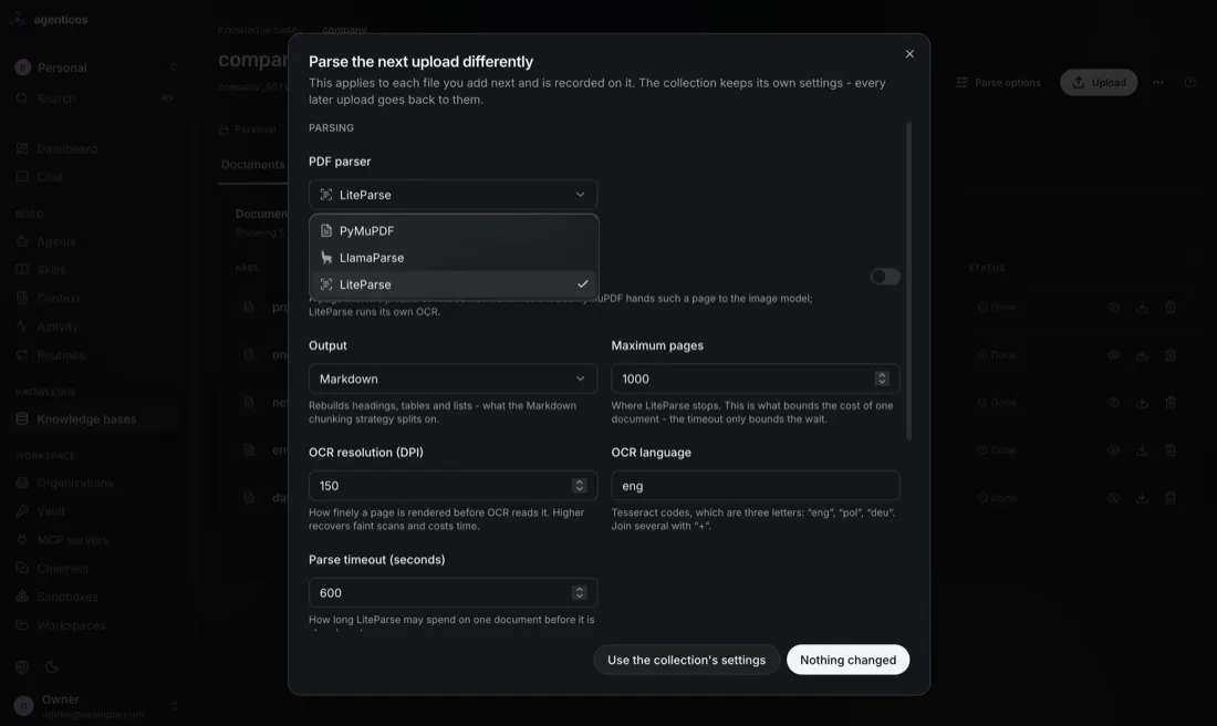 AgenticOS console: Documents read properly